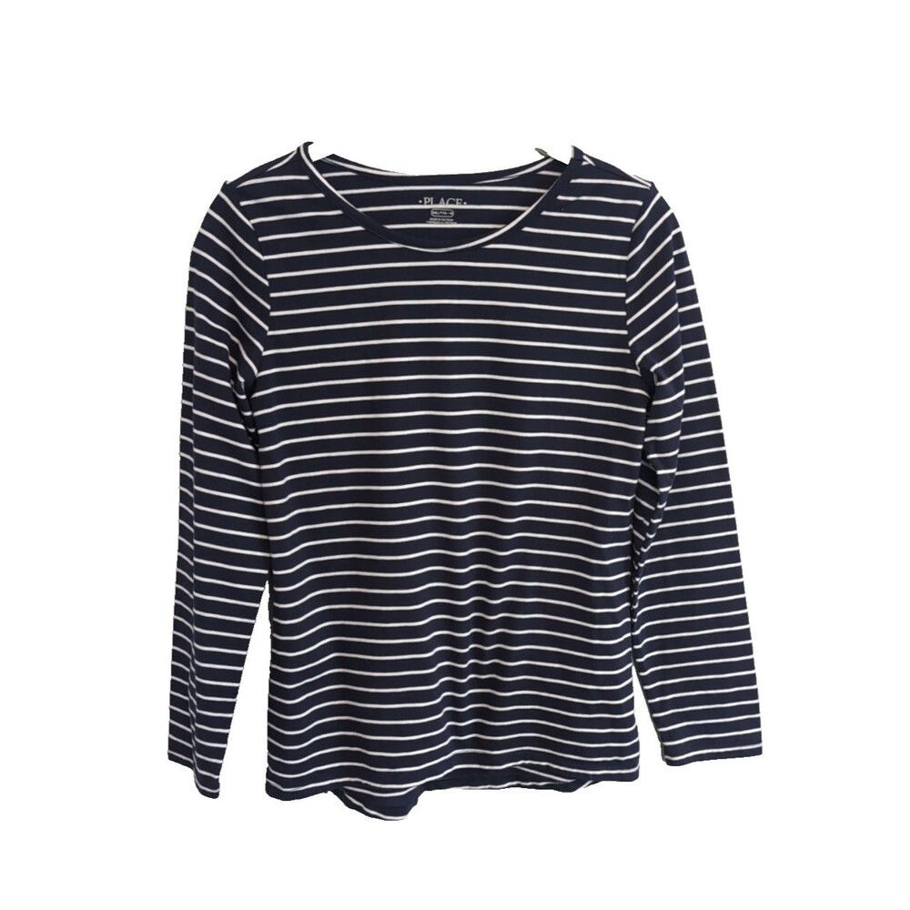 The Children Place Girls Long Sleeve T-Shirt Blue & White Lines Size XXL